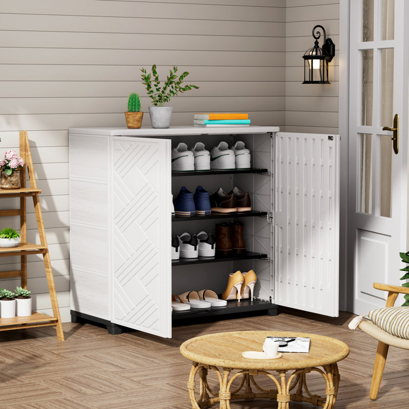 Decksplore 75 Gallons Diamond-Shaped Outdoor Storage Cabinet with Shelf, White