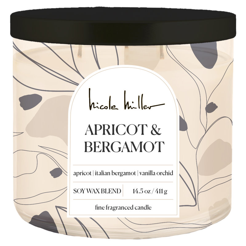 Bougie parfumée avec support en verre, Noir ; Crème