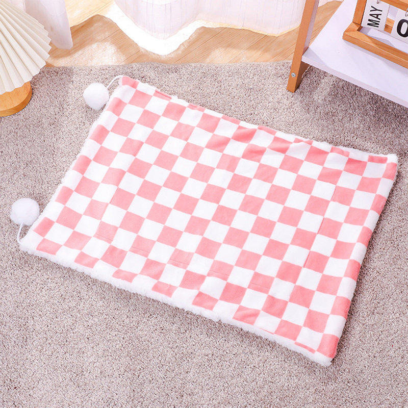 Couverture chaude pour animal de compagnie à carreaux, 19,69 po x 15,75 po, rose, Rose