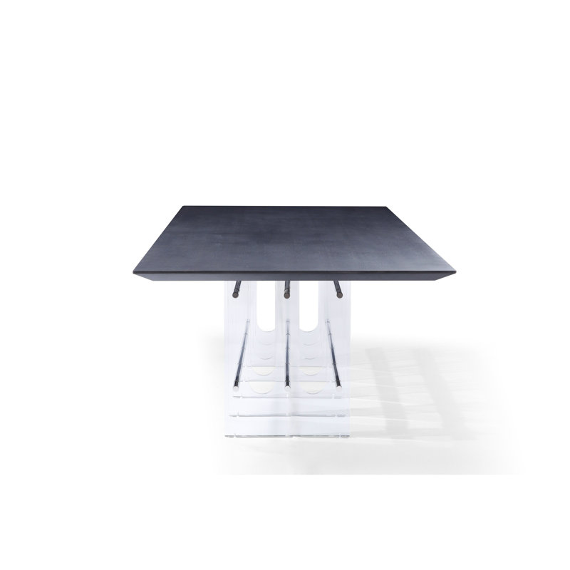 Table de salle à manger Cid Invo, placage de chêne noir, base en acrylique et en acier, 94 po