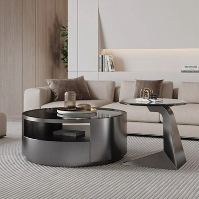 Simple and modern glass round coffee table