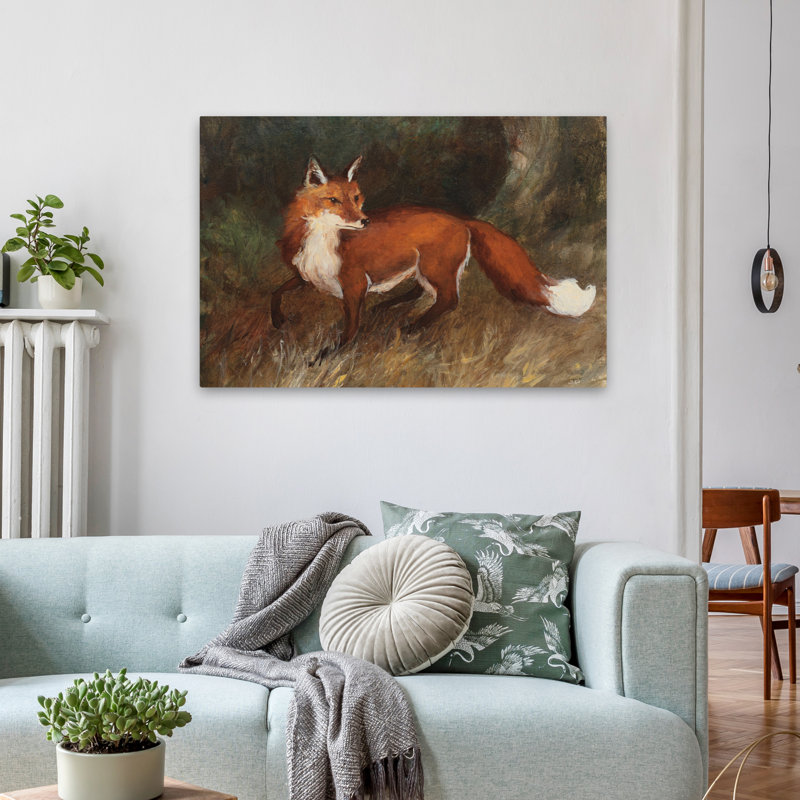 Animaux et renard brun, H 24 po x l 36 po