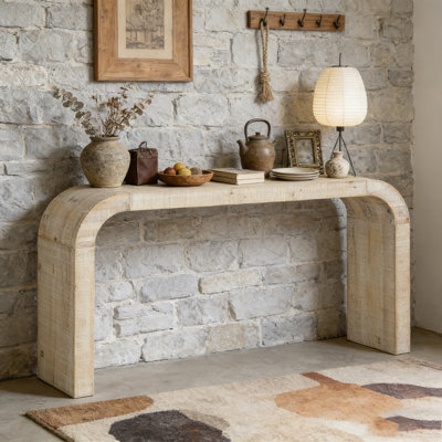 52" Wood Console Table with Curved Edge