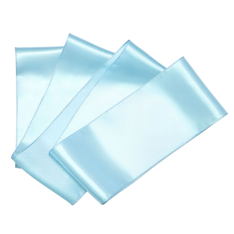 Satin de chaise arc-en-ciel paquet de 100 rubans de 7 x 108 pouces bleu clair pour décoration de fête de fête de naissance