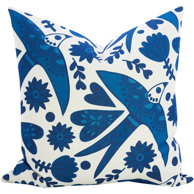  Birds and Hearts Cotton Throw Pillow