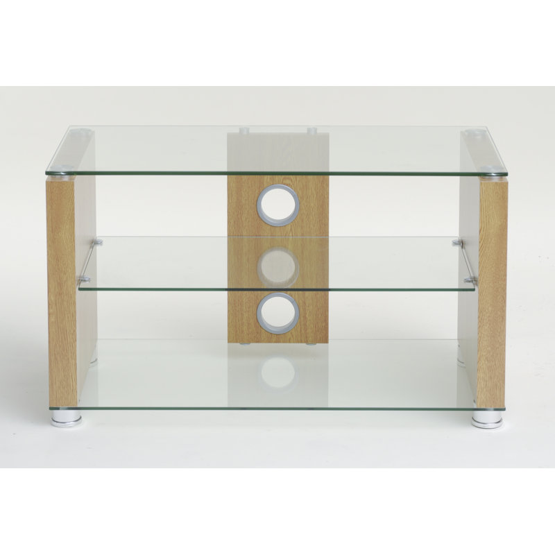 Irinna TV Stand, 47" H x 80" W x 40" D, Oak with white legs