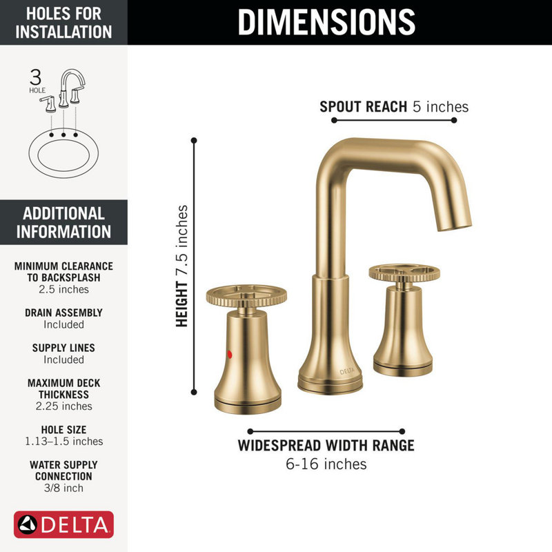Two Handle Widespread Bathroom Faucet, Champagne Bronze
