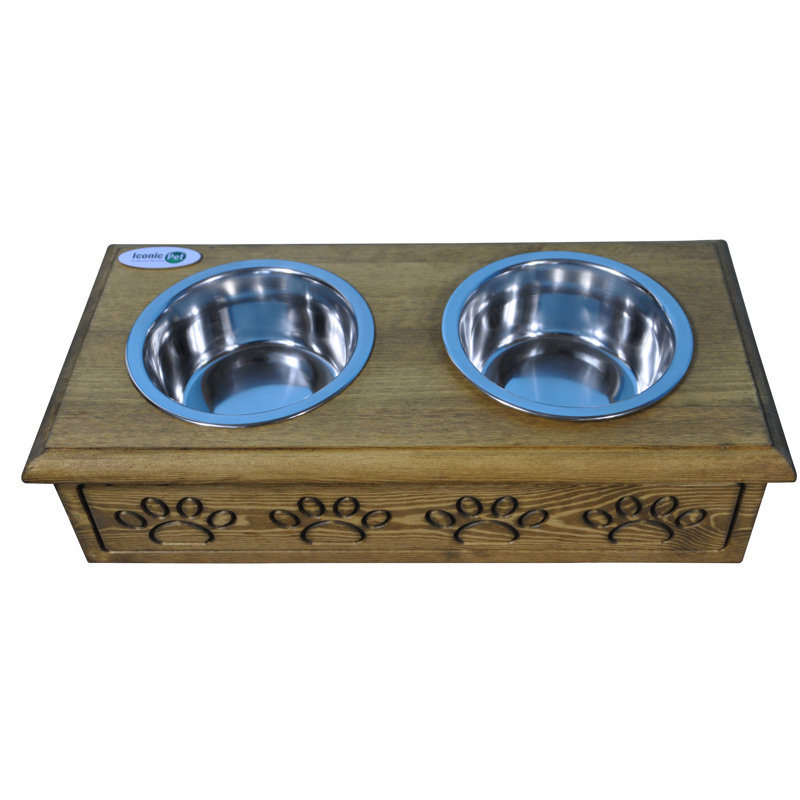 Sassy Paws Anti-Skid Elevated Feeder, Rustic Brown