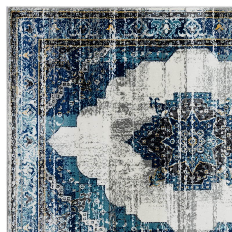 Tapis oriental bleu clinchport, Rectangle 5 pi x 7 pi
