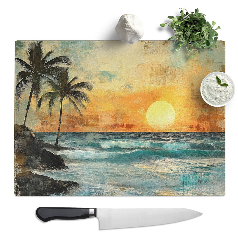 Sunset  Glass Chopping Board