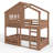 House Design Bunk Loft Bed with Bookshelf, Safety Guardrails, Space-Saving Kids Bed-85497528-85497529