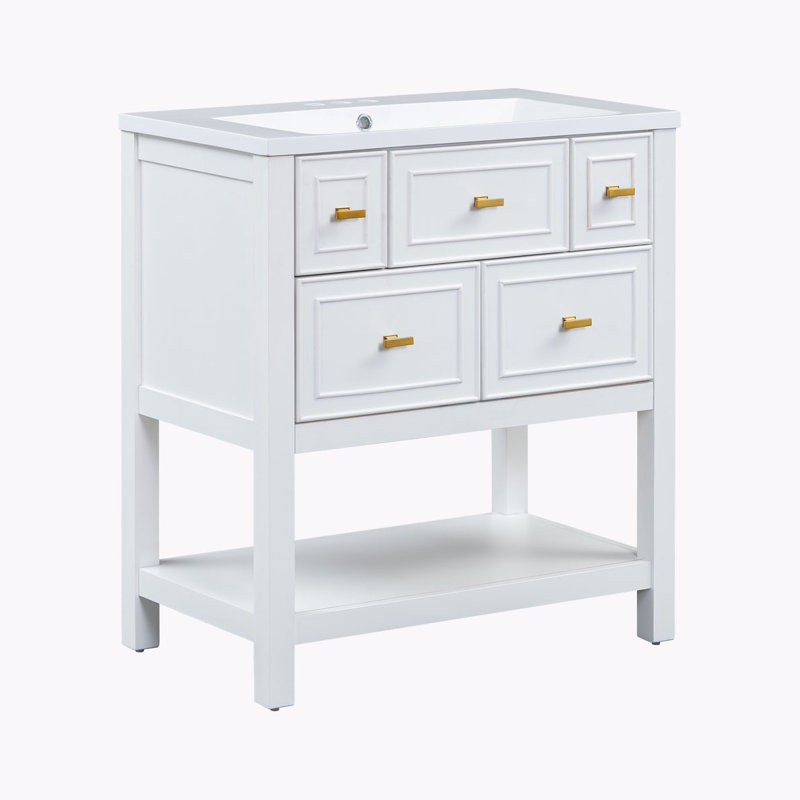 Meuble-lavabo avec lavabo pour la salle de bain, Blanc