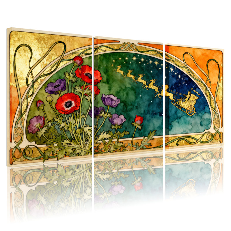 Ensemble de 3 impressions sur toile Art Nouveau, H 24 po x l 48 po