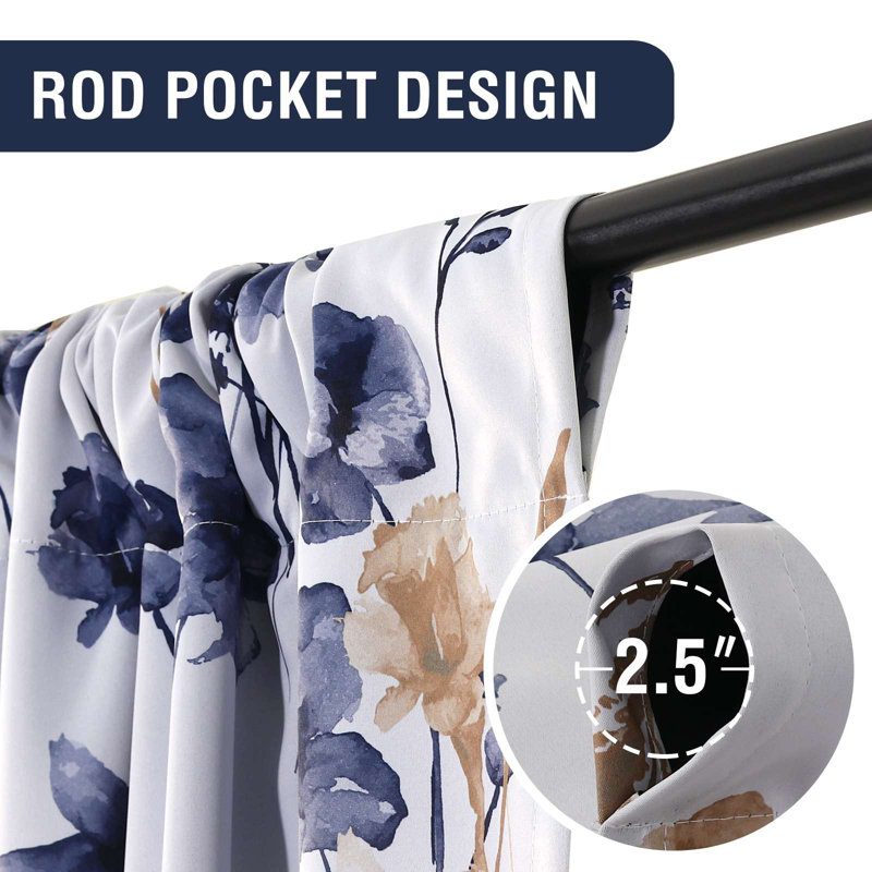100% Blackout Tie Up Curtains for Bedroom Thermal Insulated Curtains Rod Pocket Blackout Curtains for Small Window/Bathroom with
