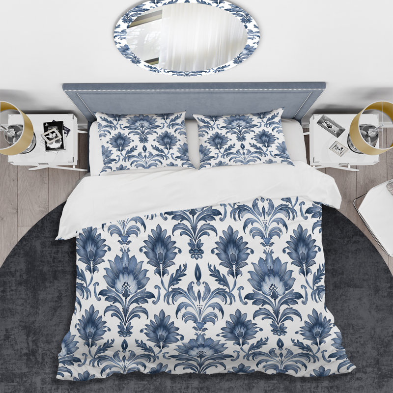 Blue Damask Delight - Ensemble de housse de couette transitionnel, Housse de couette très grand et 2 très grandes t