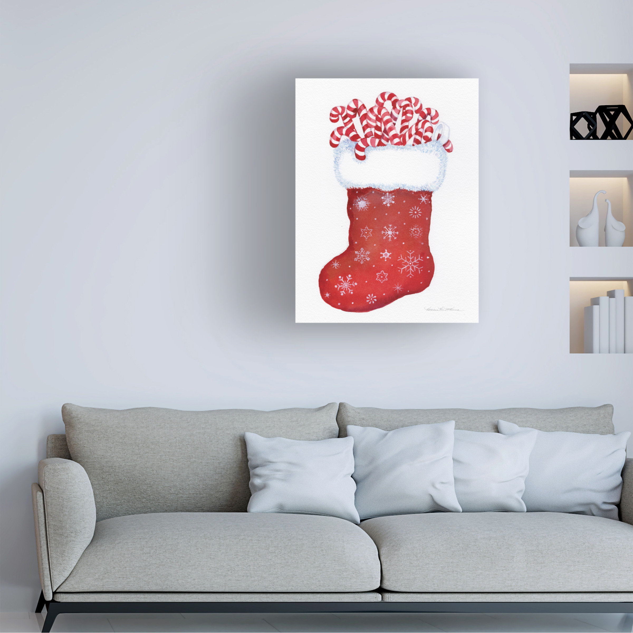 Trademark Fine Art Kathleen Parr Mckenna Candy Cane Stocking Canvas ...