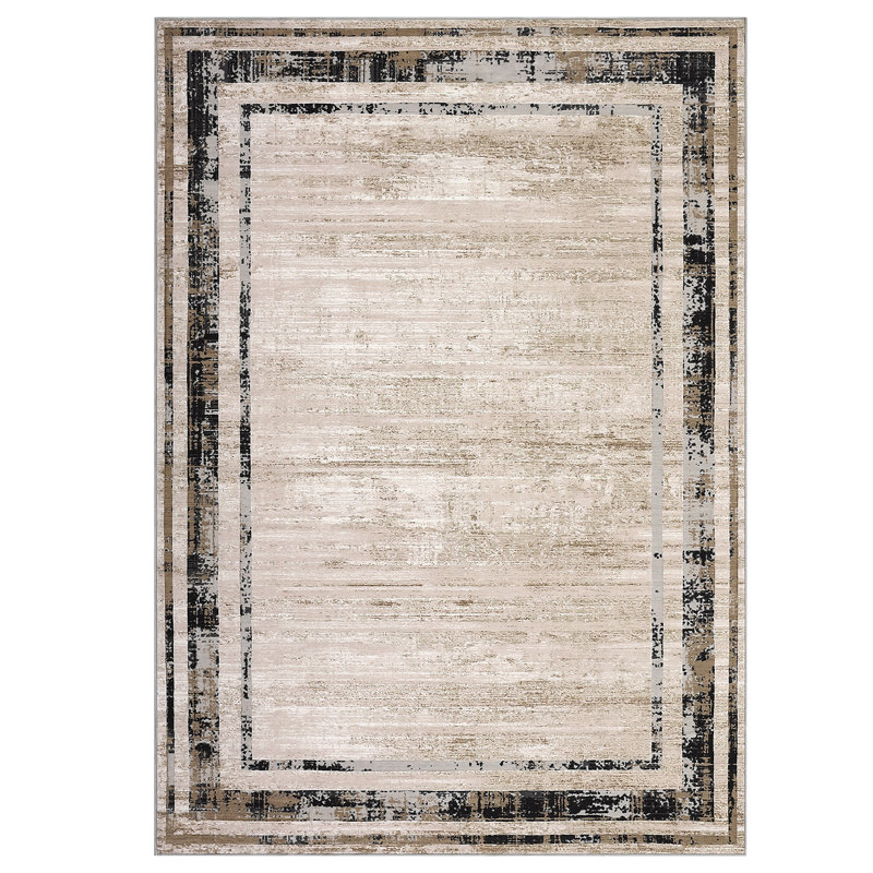 Tapis de couloir antidérapant ultra-mince pour tapis de salle de bain Border 2x6, Rectangle 10 pi x 13 pi