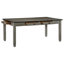 Ensemble de salle à manger 6 pièces gris antique et finition café avec banc à 6 tiroirs et 4 chaises d'appoint de style campagnard décontracté