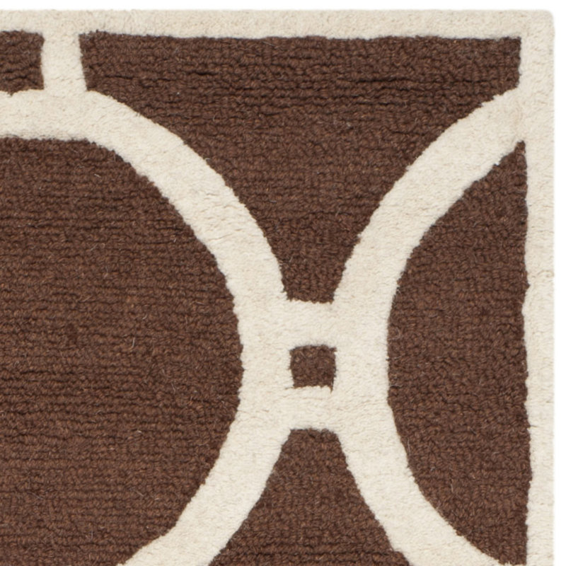 Deedgra Hand Tufted Wool Geometric Rug, Rectangle 5' x 8'
