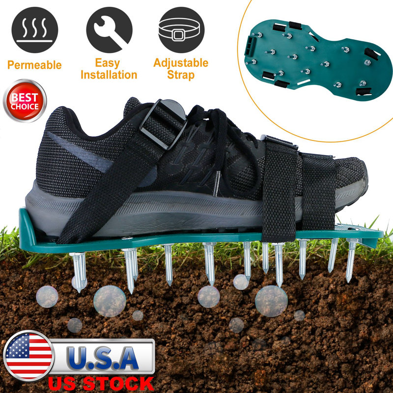 1 paire de chaussures d'aérateur de pelouse avec ailettes pour chaussures