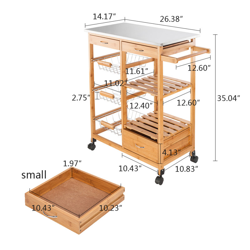 Hinckley Kitchen Cart, Stainless Steel