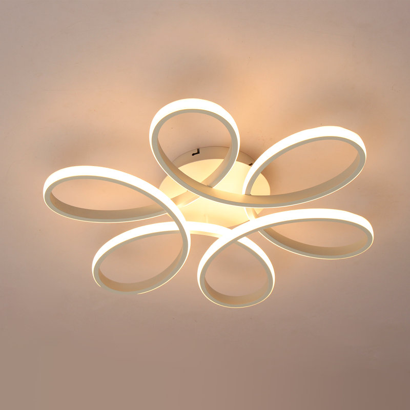 Kaczor 1-Light 23'' Semi Flush Mount Flower Ceiling Fixture Warm White LED Dimmable, White