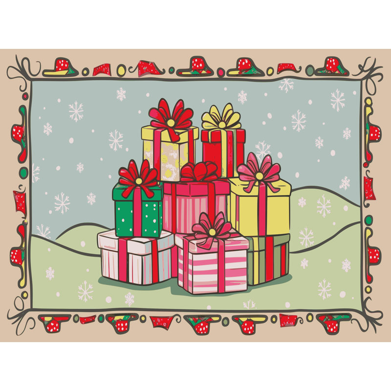 Tapis de vacances d'hiver de Noël lavable The Holiday Aisle®, Rectangulaire 8 pi x 10 pi