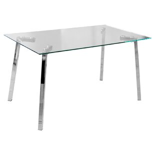 Glass Top Metal Base Dining Table
