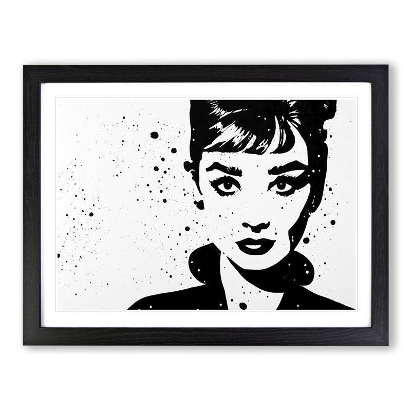 Audrey Hepburn Monochrome Vol.2 - Single Picture Frame Print, 46cm H x 64cm W x 2cm D, Black Framed
