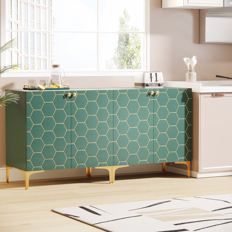 31.5'' Wide 2-Door Buffets and Sideboards Cabinet Set with Hexagonal Pattern