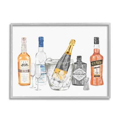 Diverses bouteilles de boissons alcoolisées, estampe numérique par Ziwei Li