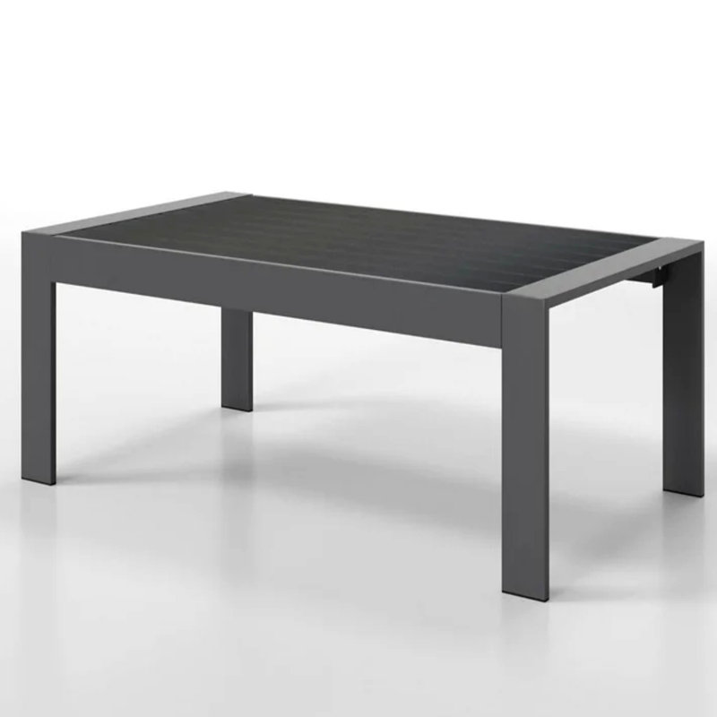 43" All-Weather Aluminum Patio Coffee Table, Modern Rectangle Outdoor Table, Gray