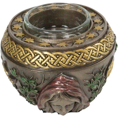 Ebros sacré lune déesse triple jeune femme enceinte et Crone occultant Wicca païen lumière décorative théière porte-bougie Figurine 3,5 "occultisme large Spiritualisme décor décoratif