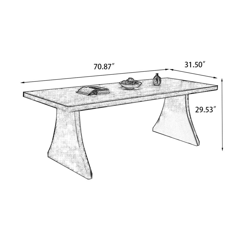 Table de salle à manger Burlywood, H 29,53 po x L 70,87 po x l 31,5 po