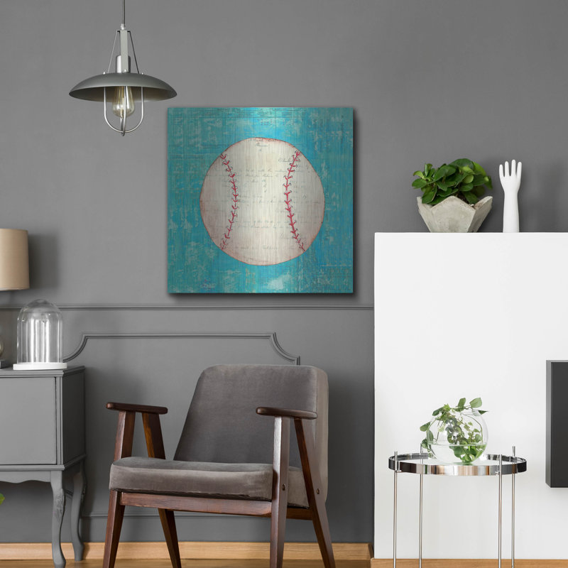 Winston Porter «Play Ball I Bright» par Courtney Prahl, art mural en métal, 24 po x 24 po, H 24 po x l 24 po