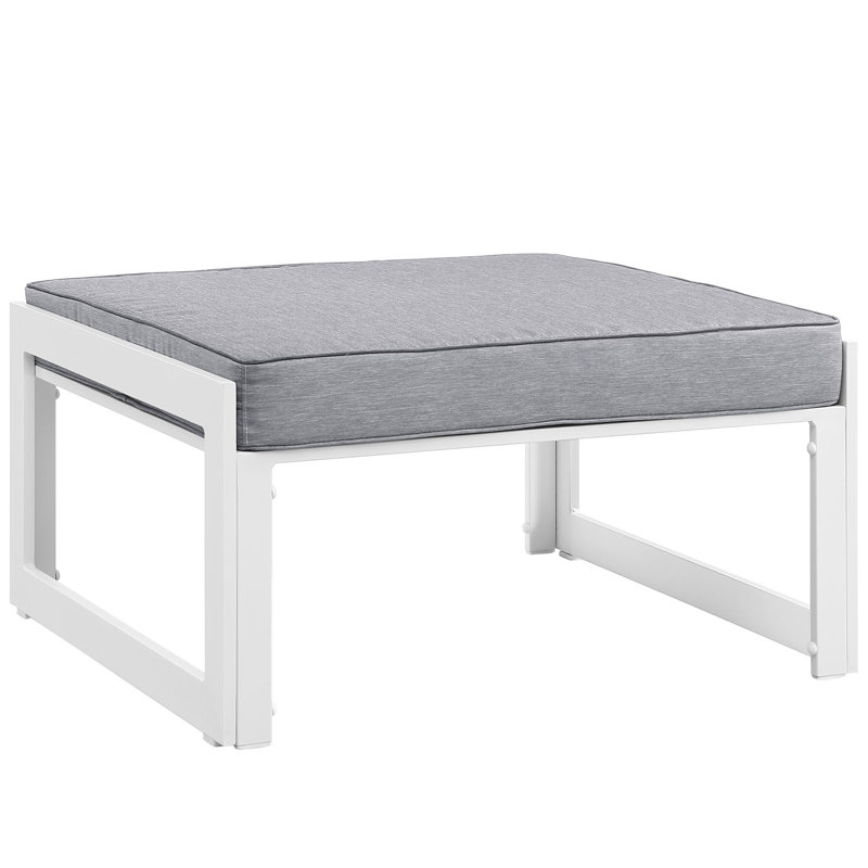 Repose-pieds d'extérieur avec coussin Fortuna, Blanc / gris
