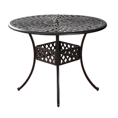 Atong Round - 42" Cast Aluminum Patio Dining Table for Garden ,Bronze by Alcott Hill