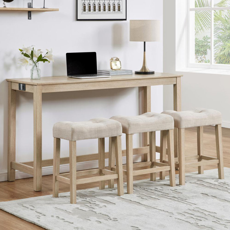4 Piece Bar Table Set (Light Oak)