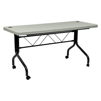 Jenely Rectangle Flip Top Training Table with Casters