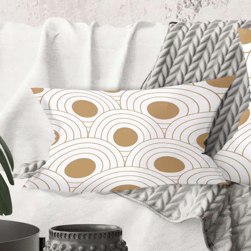 Coussin décoratif circulaire de style rétro Mid-Century