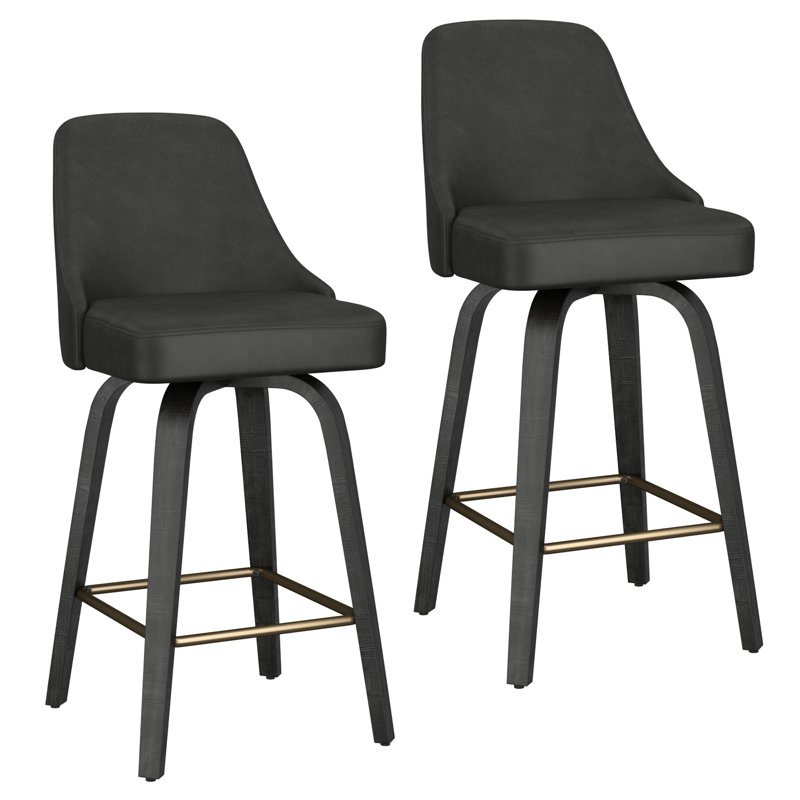 Tabouret de comptoir 26 po Gendron, Gris anthracite, Noir