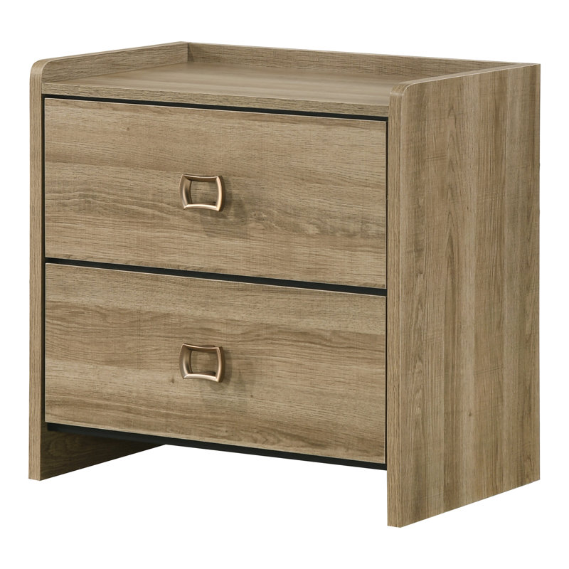 Table de chevet 2 tiroirs Plainfield, Brun
