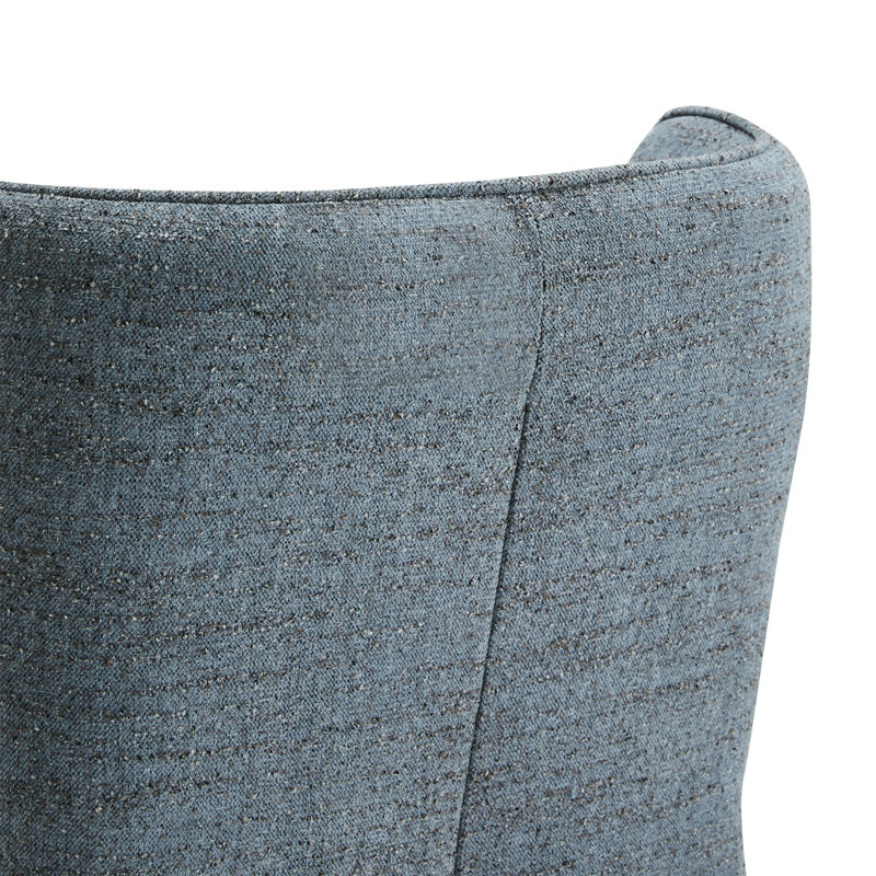 Sardinia Upholstered Dining Chair With Casters, Mellow Steel Blue Boucle