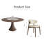 Plateau tournant rond en bois massif teinté noyer foncé avec plateau tournant en pierre (1 table 4/6 chaises)-256630587-265386454-265386459