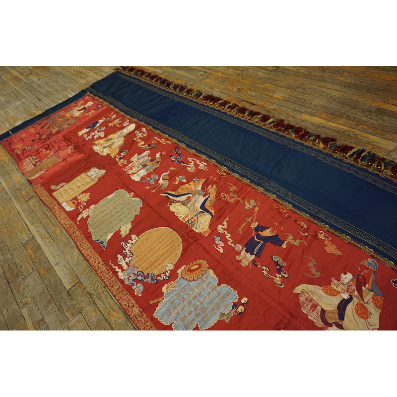 Textile chinois antique à motif pictural artistique