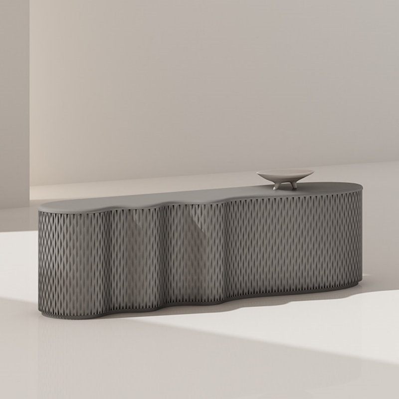 Meuble télé moderne et minimaliste, 35.43"H x 86.61"L x 17.72"W, Argent argent
