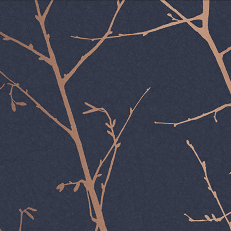 Boreas Floral Metallic Wallpaper Double Roll, Navy/Copper