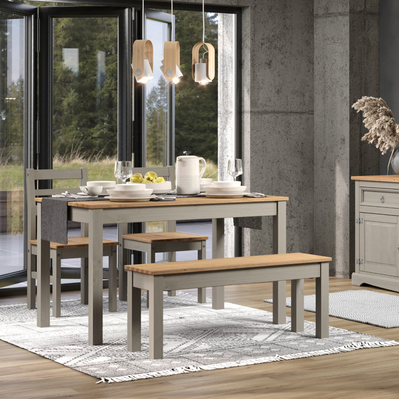 Poppy-Jane Solid Wood Bench, Gray Wash Color Stain