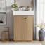 Meuble-lavabo transitionnel en grain de bois - lavabo en céramique 21,6 po, poignées en alliage de zinc, porte ondulée moderne