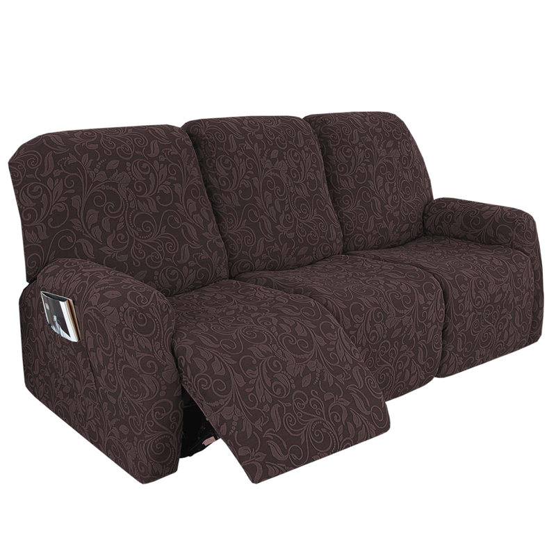 Housse tricotée pour fauteuil inclinable en jacquard, Polyester brun